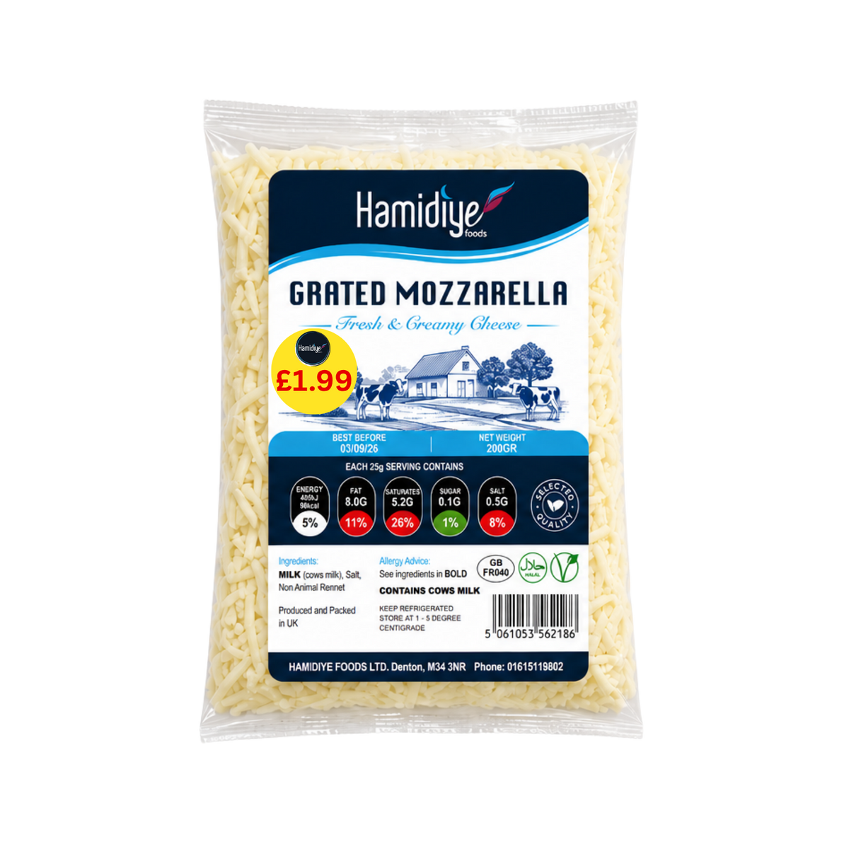 HAMIDIYE GRATED MOZARELLA CHEESE (200G)